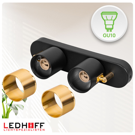 Kinkiet sufitowy podwójny SPOT GU10 czarny złoty