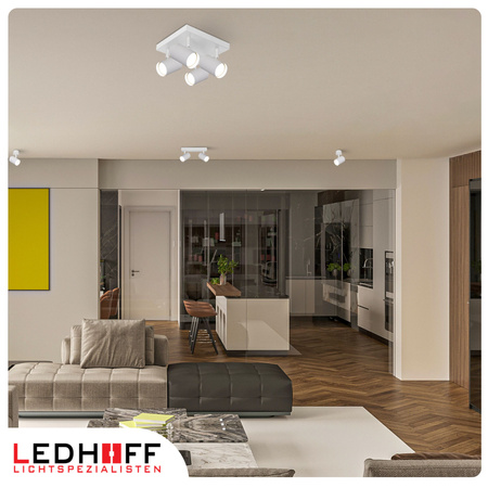 Lampa sufitowa Kinkiet poczwórny kwadrat GU10 biały LINEA