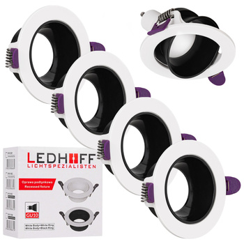 4x Oprawa halogenowa sufitowa podtynkowa GU10 biało-czarna RUCHOMA