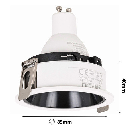 4x Oprawa halogenowa sufitowa podtynkowa GU10 biało-czarna