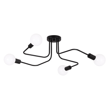 Lampa sufitowa czarna metalowa E27 ozdobna 4-punktowa loft Fiora
