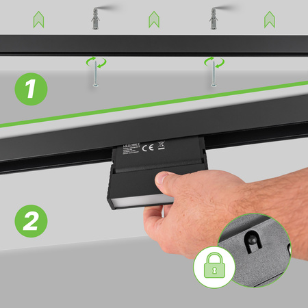 Lampa liniowa LED do szyny magnetycznej M20 6W 11cm ruchoma czarna 3 BARWY ŚWIATŁA