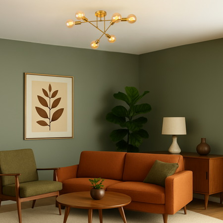 Lampa sufitowa złota metalowa E27 ozdobna 6-punktowa Trinity