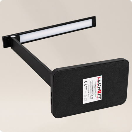 Lampka biurkowa LED czarna 6W z ładowarką indukcyjną i portem USB