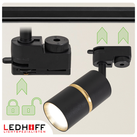 Oświetlenie szynowe czarny złoty 5x lampa GU10 szyna 2m