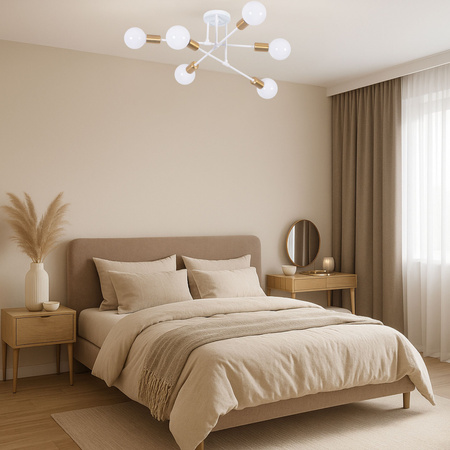 Lampa sufitowa biało-złota metalowa E27 ozdobna 6-punktowa Trinity