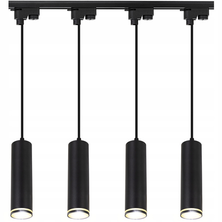 Oświetlenie szynowe wiszące czarne 4x lampa GU10 + 2x szyna 1m