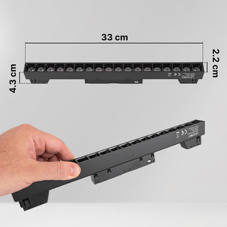 ZESTAW M20 LED 3x Lampa punktowa 18W + 3x lampa punktowa 6W 3 BARWY ŚWIATŁA + 2x szyna magnetyczna 1m + łącznik