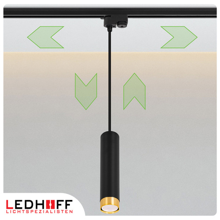 Oświetlenie szynowe czarny złoty 4x lampa wisząca 150cm GU10 szyna 1m