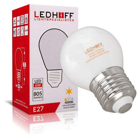 Żarówka LED E27 biała ozdobna 6W mocne neutralne światło 805lm 4000K design