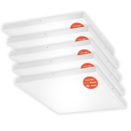5x Panel sufitowy LED LAMPA BIAŁA plafon duży KWADRAT 60x60cm biurowy MOCNY