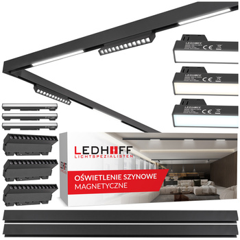 ZESTAW M20 LED 3x Ruchoma lampa punktowa 12W + 2x lampa liniowa 12W 3 BARWY ŚWIATŁA + 2x szyna magnetyczna 1m + łącznik