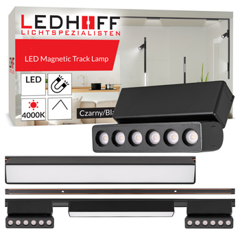Oświetlenie szynowe magnetyczne ZESTAW listwa 1m + 3x lampa LED CZARNA