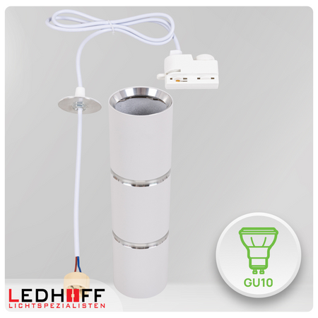 Reflektor szynowy biały srebrny GU10 lampa wisząca 1m na szynoprzewód