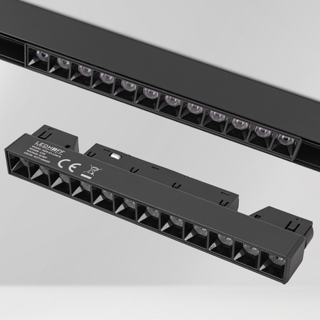 ZESTAW M20 3x Lampa soczewkowa punktowa LED 12W 22cm czarna 3 BARWY ŚWIATŁA + szyna magnetyczna 1m