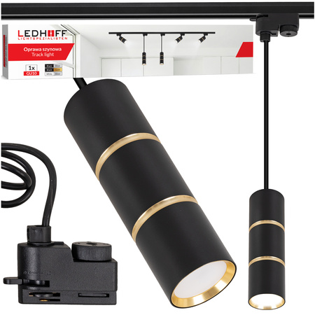 Reflektor szynowy czarny złoty GU10 lampa wisząca 1m na szynoprzewód