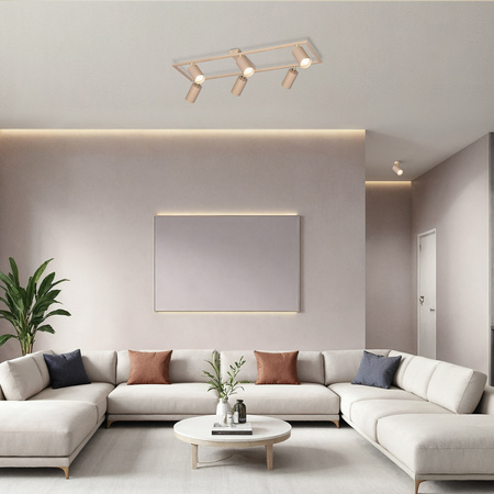 Lampa sufitowa Kinkiet 6x GU10 prostokąt beżowy kaszmirowy LUMIO