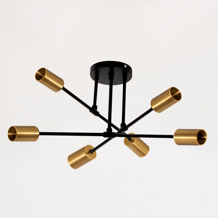 Lampa sufitowa czarno-złota metalowa E27 ozdobna 6-punktowa Trinity