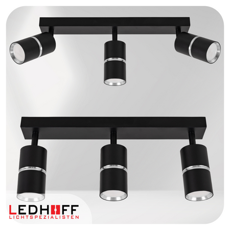Kinkiet sufitowy Lampa potrójna SPOT GU10 czarna srebrna