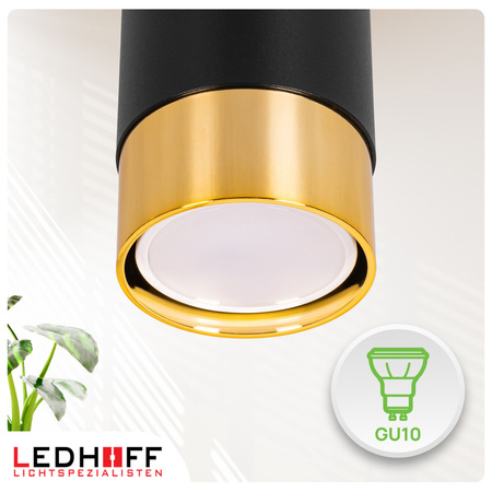 Lampa sufitowa wisząca na kablu Tuba LED GU10 czarna złota