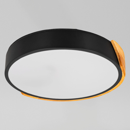 Plafon sufitowy LED czarny metal + DREWNO 30cm WOODLINE