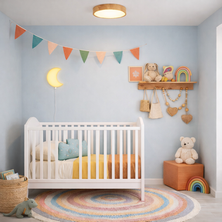 Plafon sufitowy LED 30cm z drewnianym wzorem