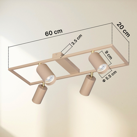 Lampa sufitowa Kinkiet poczwórny prostokąt GU10 beżowy kaszmirowy LUMIO