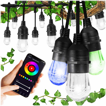 Girlanda ogrodowa świetlna SMART 14,6m + 15x żarówka LED RGB TUYA