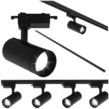 Oświetlenie szynowe czarne duże 4x lampa GU10 + szyna 2m