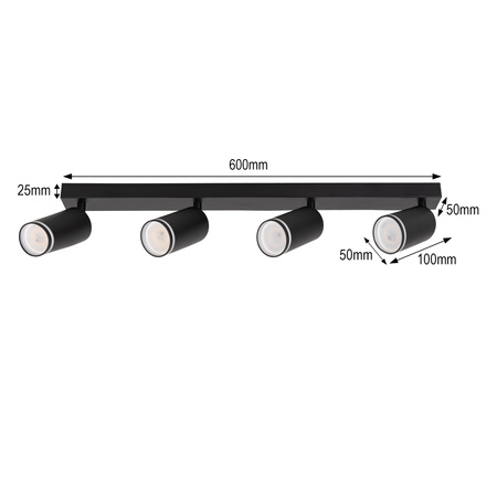 Kinkiet sufitowy poczwórny Spot GU10 czarny