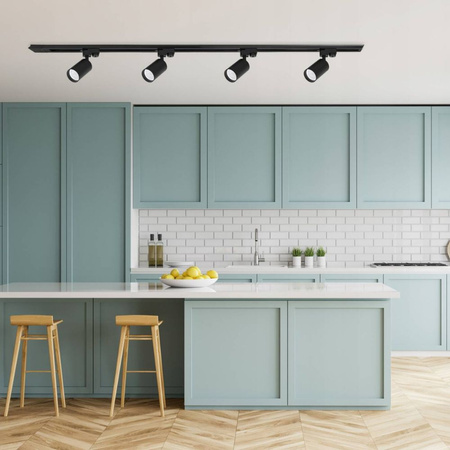 Oświetlenie szynowe czarne 4x lampa GU10 + 2x szyna 1m
