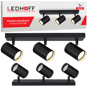 Lampa sufitowa Kinkiet potrójny GU10 czarny LINEA