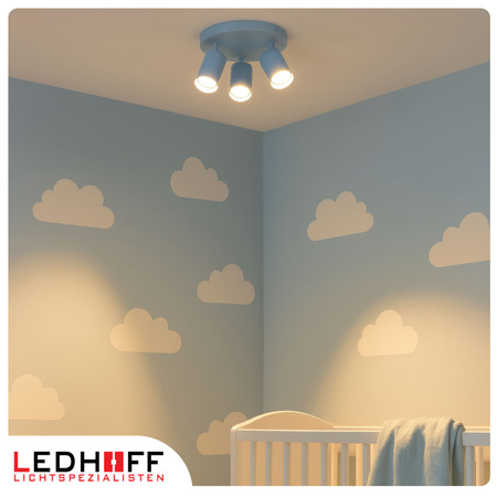 Lampa sufitowa do pokoju dziecka Kinkiet potrójny GU10 niebieski LUMIO