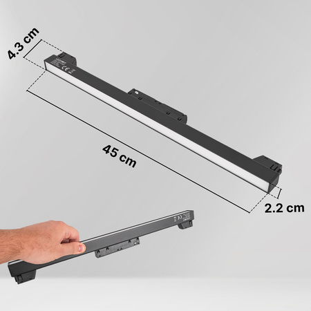 Lampa liniowa LED do szyny magnetycznej M20 18W 45cm czarna 3 BARWY ŚWIATŁA