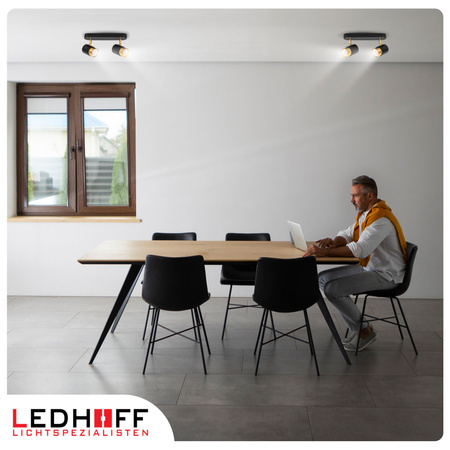 Kinkiet sufitowy podwójny SPOT GU10 czarny złoty