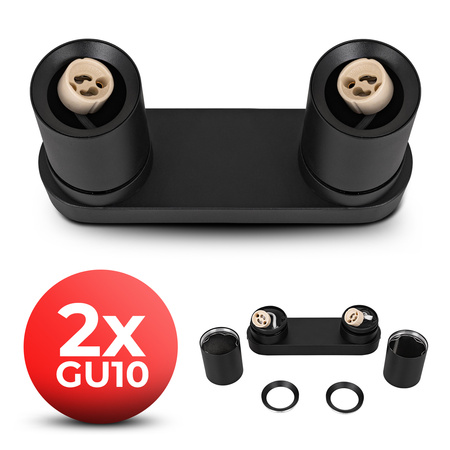 Kinkiet sufitowy podwójny Spot GU10 czarny