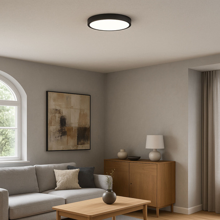 Plafon sufitowy LED czarny 40cm - wysoka wydajność świetlna 100lm/W