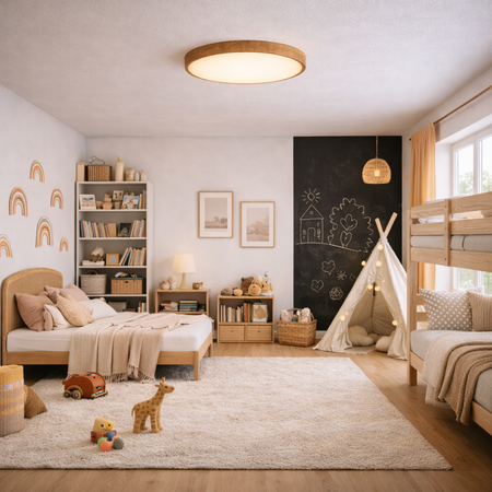 Plafon sufitowy LED 60cm z drewnianym wzorem