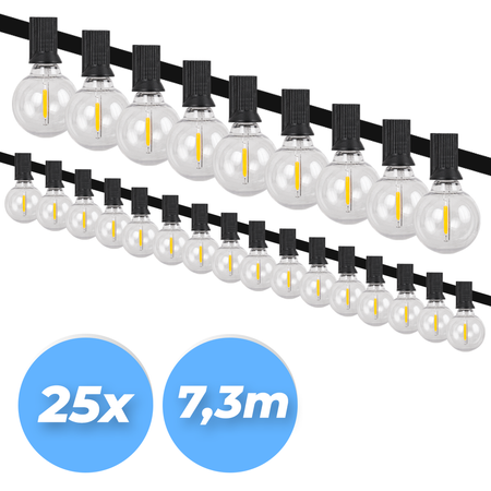 Girlanda ogrodowa łańcuch świetlny 7,3m + 25x żarówka LED dekoracja świąteczna