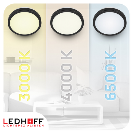 Plafon LED Lampa sufitowa 22cm 3 barwy światła IP65 czarna