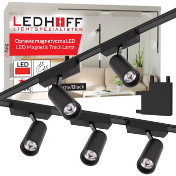 Oświetlenie szynowe magnetyczna ZESTAW 2x listwa 1m + 5x reflektor LED CZARNY