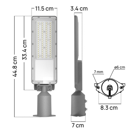 Lampa uliczna LED wodoodporna 50W 5500lm światło neutralne 5000K