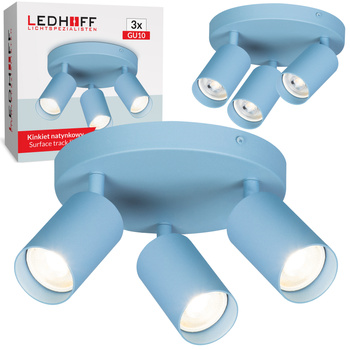 Lampa sufitowa do pokoju dziecka Kinkiet potrójny GU10 niebieski LUMIO
