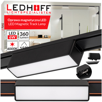 Lampa liniowa LED reflektor do szyny magnetycznej 6W CZARNA 4000K oprawa