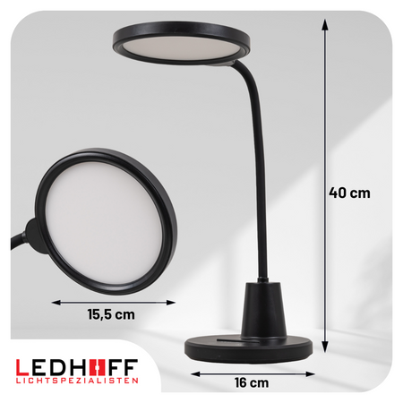 Lampka biurkowa LED czarna 10W 3 barwy światła