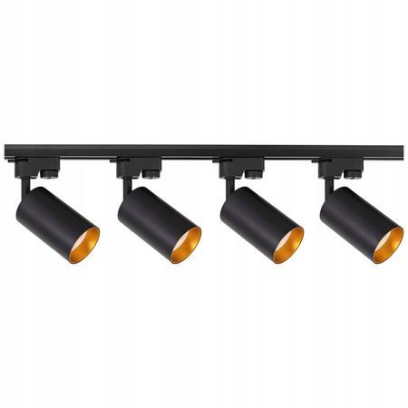 Zestaw Oświetlenie szynowe 4x lampa GU10 listwa 2m CZARNA złota SZYNA LED
