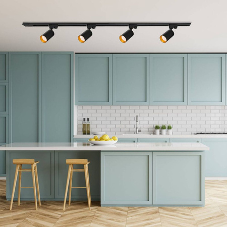 Oświetlenie szynowe czarno-złote 5x lampa GU10 + szyna 2m + 1m