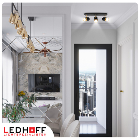 Kinkiet sufitowy potrójny SPOT GU10 czarny złoty