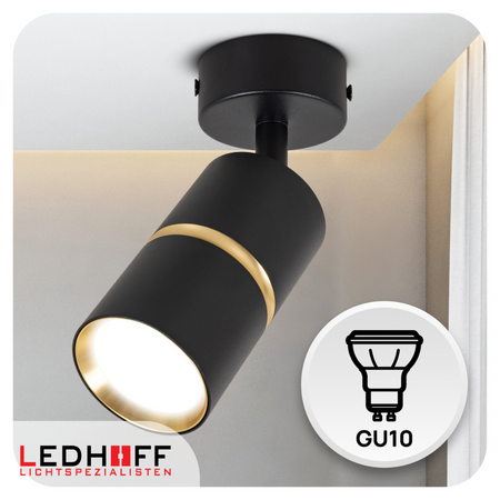 Kinkiet sufitowy pojedynczy SPOT GU10 czarny złoty