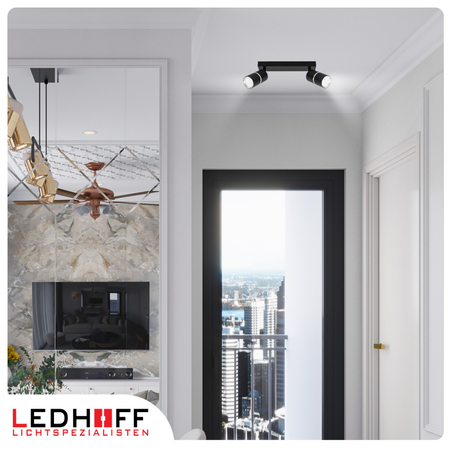 Kinkiet sufitowy podwójny SPOT GU10 czarny srebrny